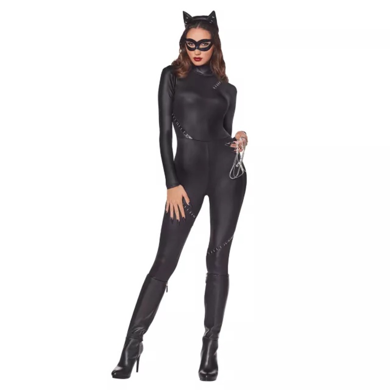 Adult Catwoman Catsuit Costume - DC Villains BLACK ADULT EX SMALL