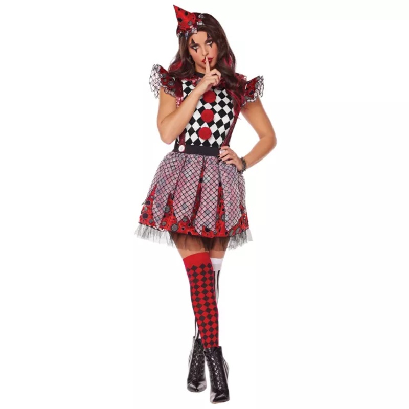 Adult Circus Misfit Clown Plus Size Costume BLACK AND RED 1X