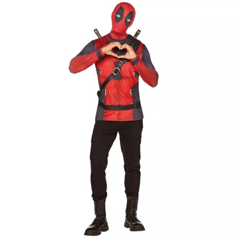 Adult Deadpool Costume Kit BLACK AND RED ADULT SMALL