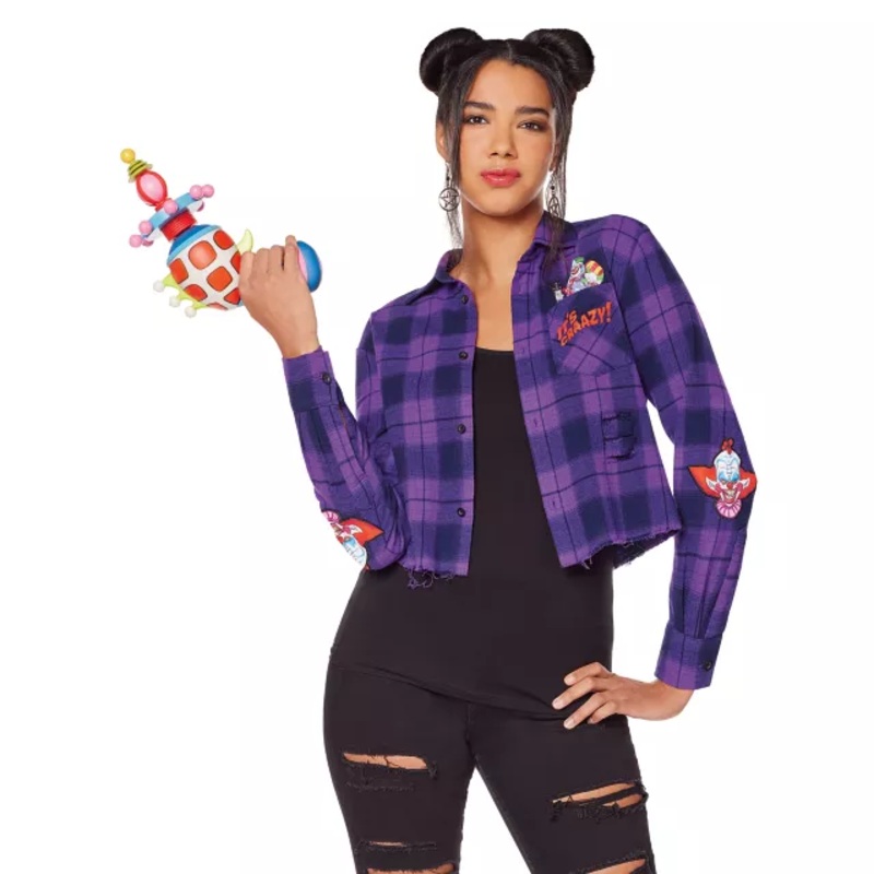 Adult Killer Klowns from Outer Space Flannel Shirt PURPLE ADULT SMALL