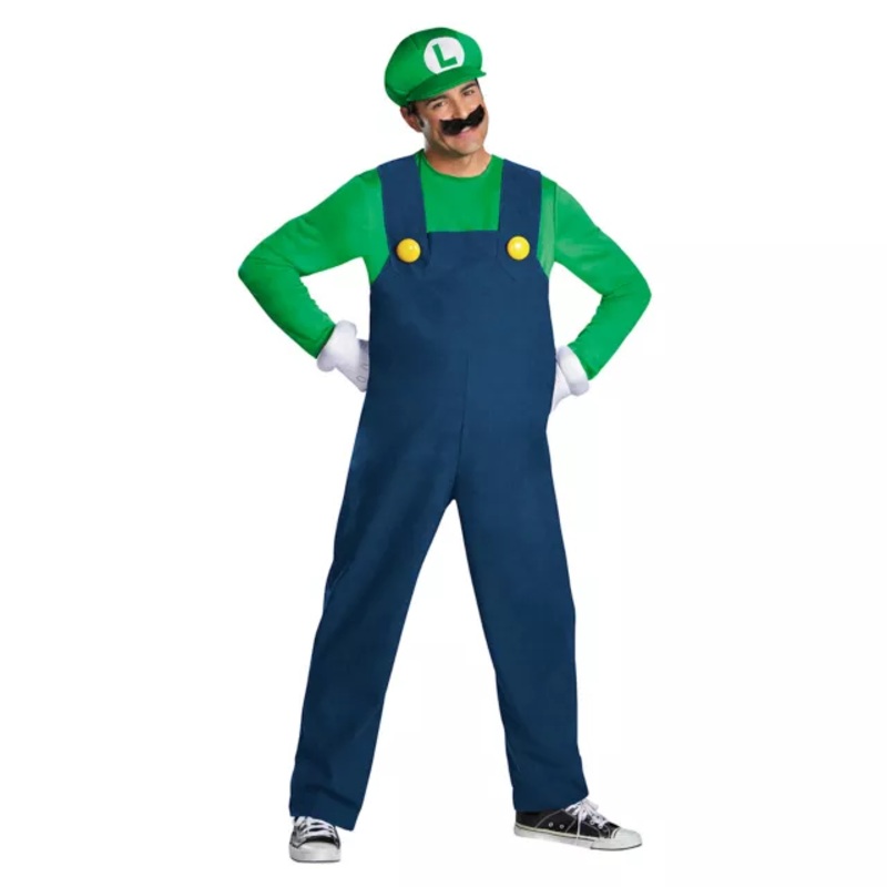 Adult Luigi Costume - Mario Bros MULTI-COLOR ONE SIZE FITS MOST