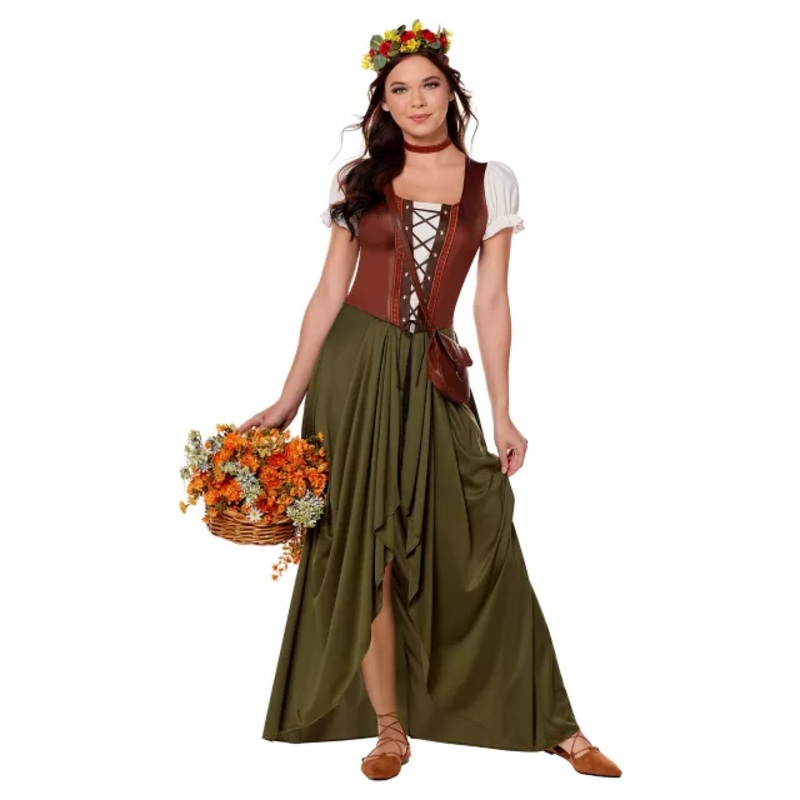 Adult Medieval Maiden Costume BROWN ADULT EX SMALL