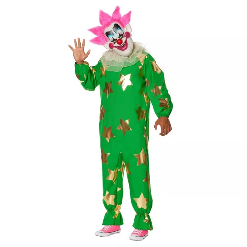 Adult Plus Size Spikey Jumpsuit Costume - Killer Klowns from Outer Space GREEN 2X