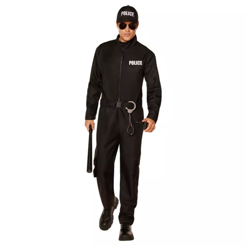 Adult Police Jumpsuit Costume BLACK EXTRA SMALL/SMA