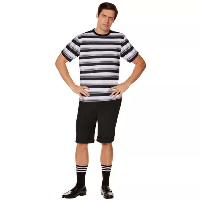 Adult Pugsley Addams Costume - The Addams Family BLACK AND WHITE ADULT SMALL