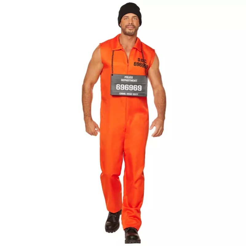 Adult Sexy Convict Costume ORANGE EXTRA SMALL/SMA