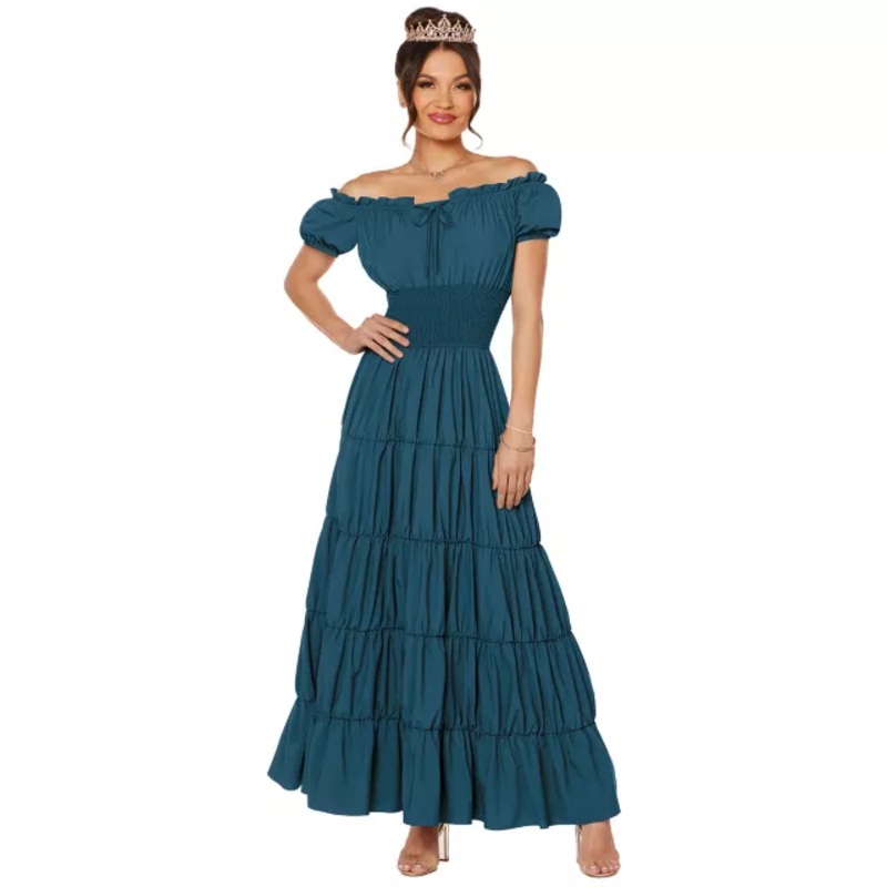 Adult Teal Peasant Dress TEAL ADULT SMALL