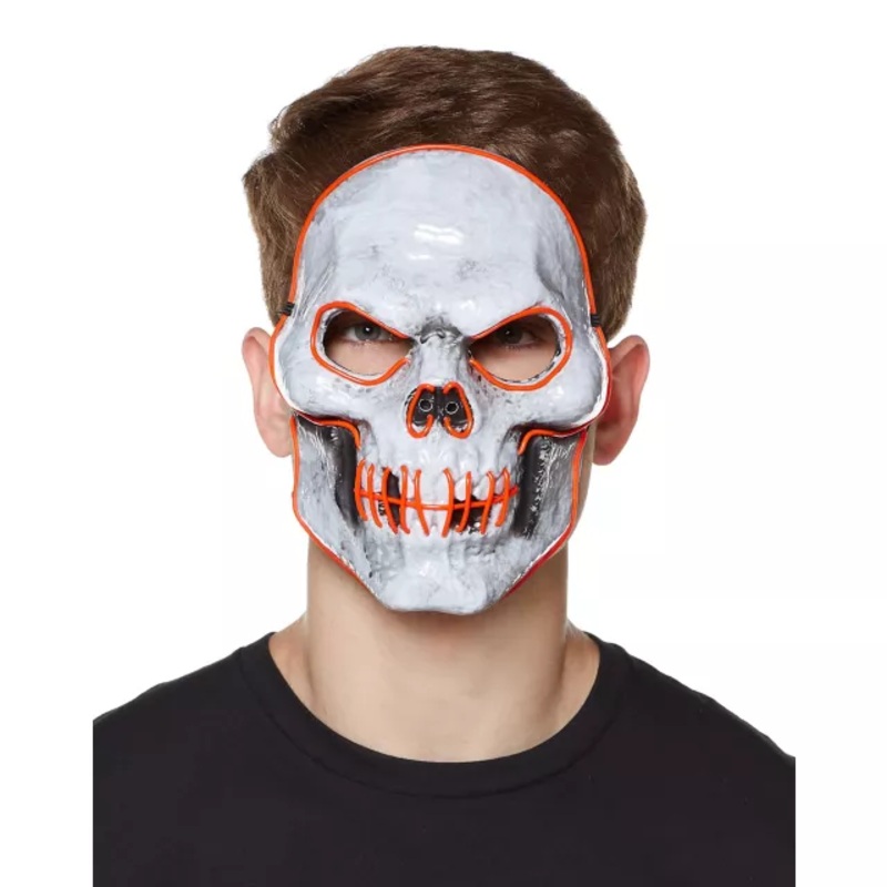 Doom EL Wire Light-Up Skeleton Half Mask  ONE SIZE FITS MOST