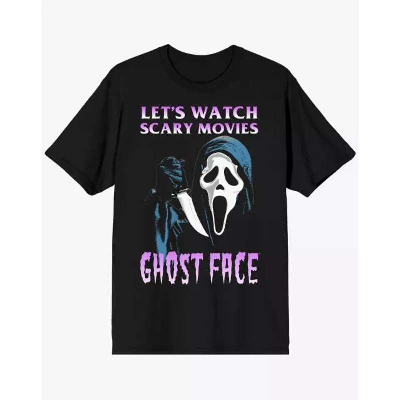 Ghost Face Let's Watch Scary Movies T Shirt BLACK ADULT SMALL