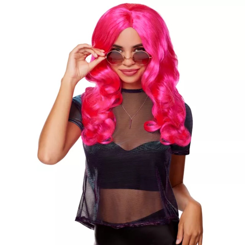 Hollywood Glam Curls Wig Pink PINK ONE SIZE FITS MOST