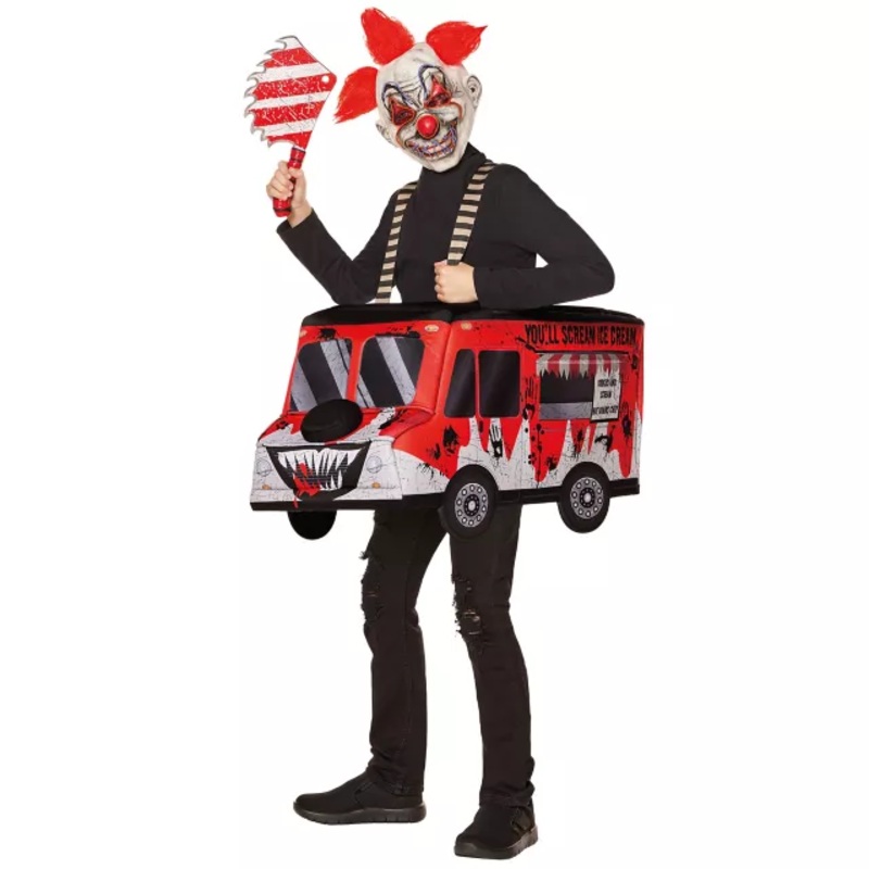 Kids Horror Ice Cream Truck Ride-Along Costume BLACK AND RED CHILD ONE SIZE
