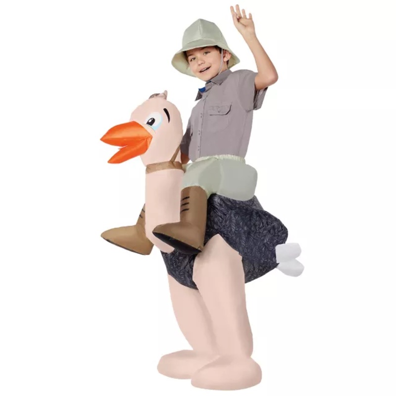 Kids Inflatable Ostrich Ride-Along Costume TAN CHILD ONE SIZE