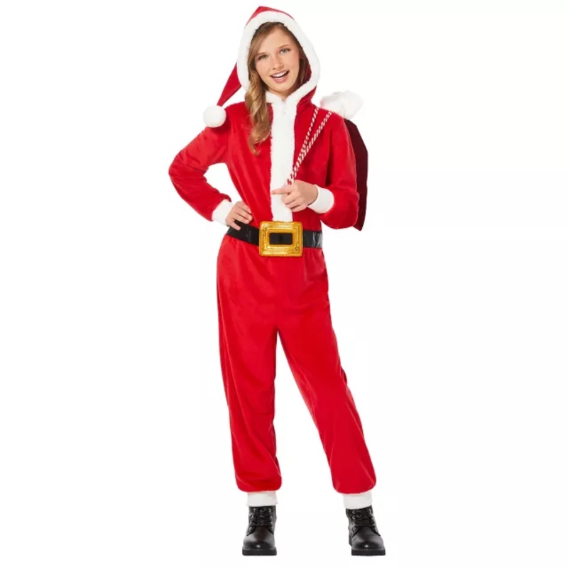 Kids Santa Claus Jumpsuit Costume RED AND WHITE CHILD SMALL