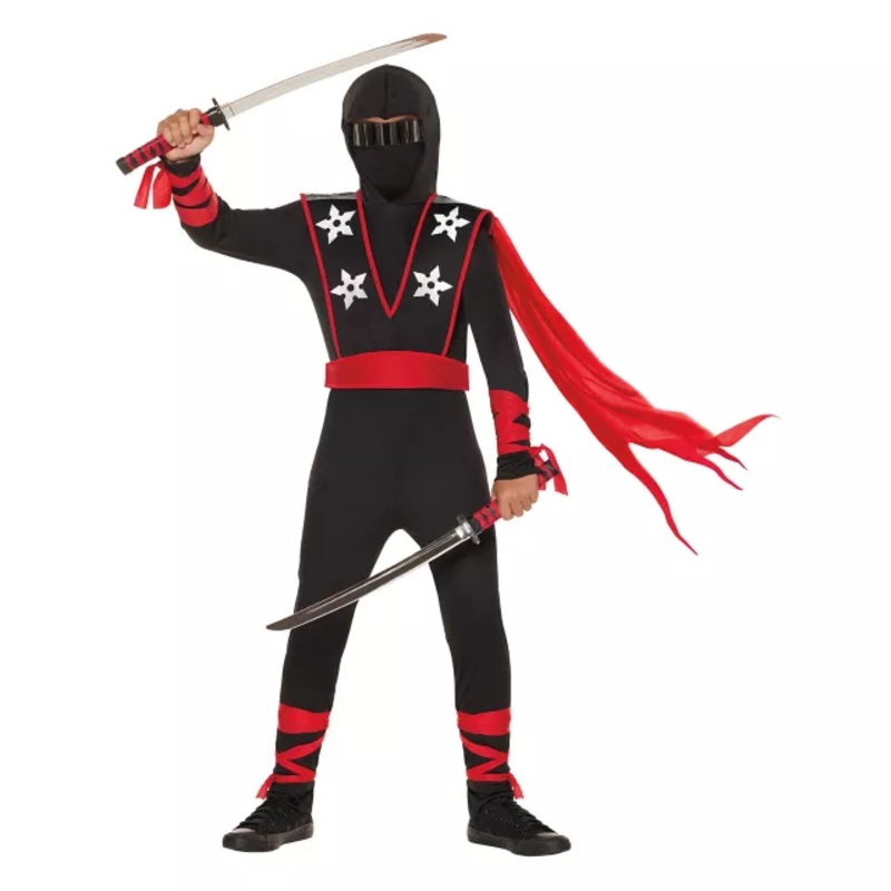 Kids Shadow Ninja Costume BLACK AND RED CHILD EXTRA SM