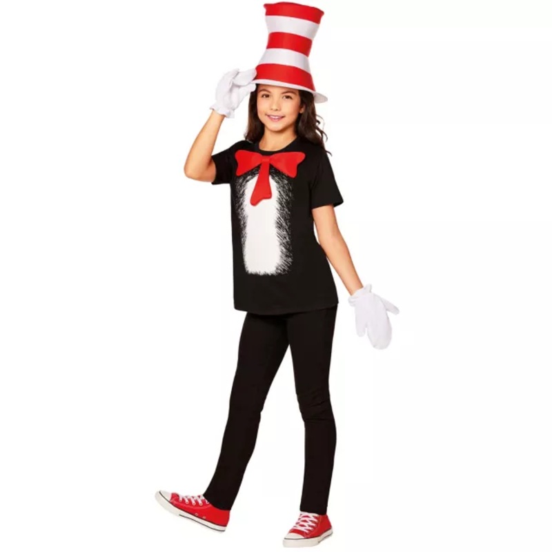 Kids The Cat in the Hat Costume Kit BLACK CHILD SMALL