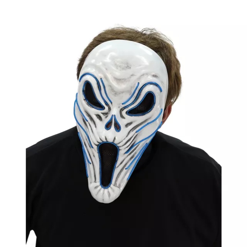 Light-Up EL Wire Phantom Half Mask WHITE ONE SIZE FITS MOST