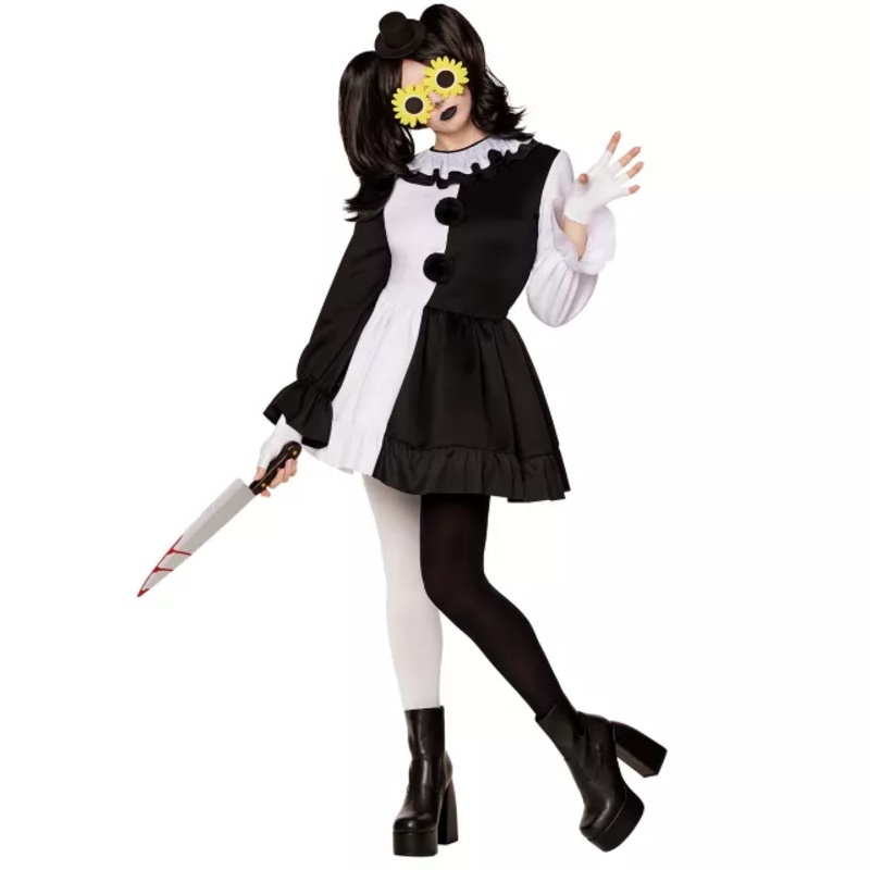 Adult Art the Clown Dress Costume - Terrifier BLACK AND WHITE ADULT SMALL