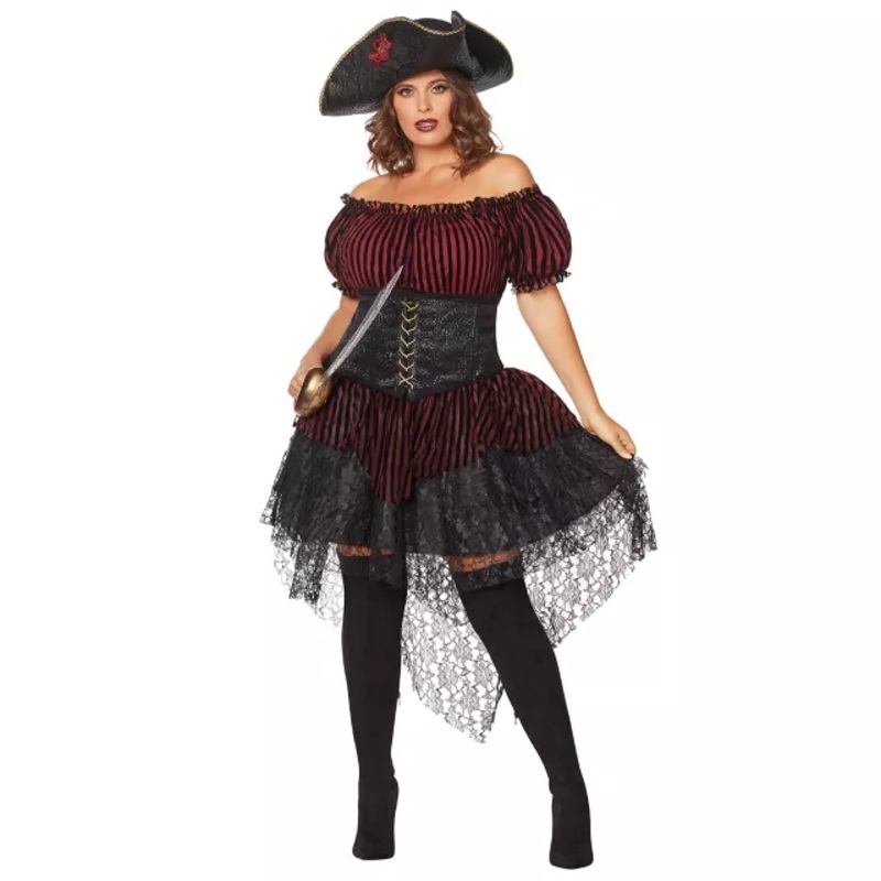Adult Lady of the Seas Plus Size Costume BLACK 1X
