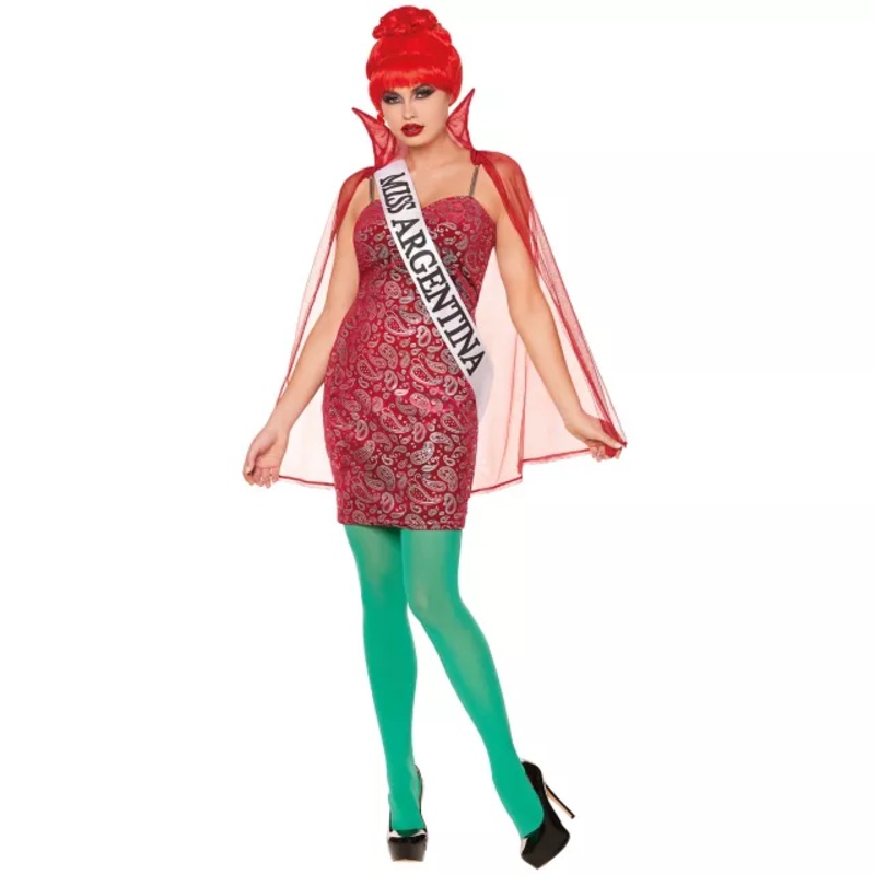Adult Miss Argentina Dress Costume - Beetlejuice RED ADULT SMALL
