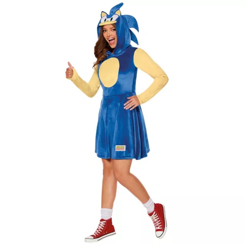Adult Sonic Dress Costume BLUE ADULT SMALL