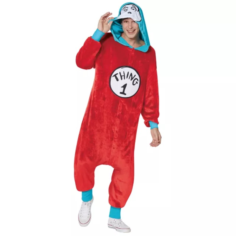 Adult Thing 1 Pajama Costume  Dr. Seuss RED ONE SIZE FITS MOST