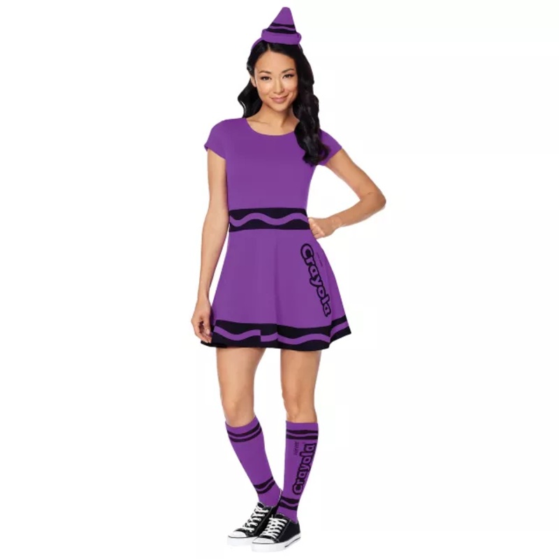 Adult Vivid Violet Crayon Dress Costume - Crayola PURPLE ADULT SMALL
