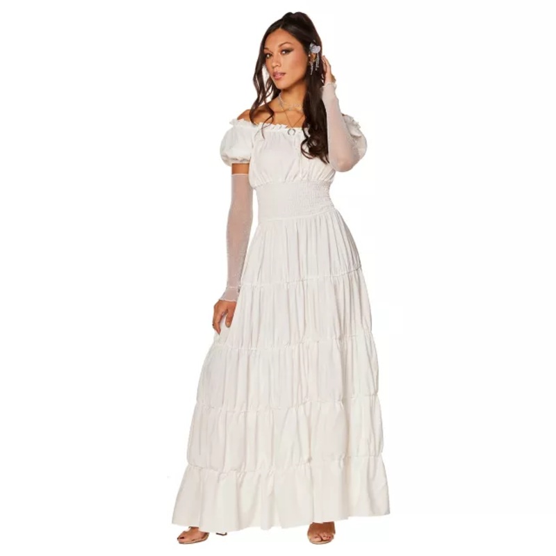 Adult White Peasant Dress WHITE ADULT EX SMALL