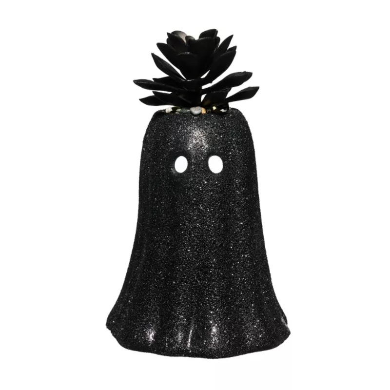 Black Glitter Ghost Faux Succulent BLACK