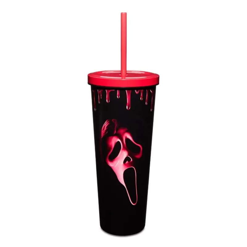Ghost Face Red Blood Drip Cup with Straw - 20 oz. BLACK AND RED 24 OUNCE