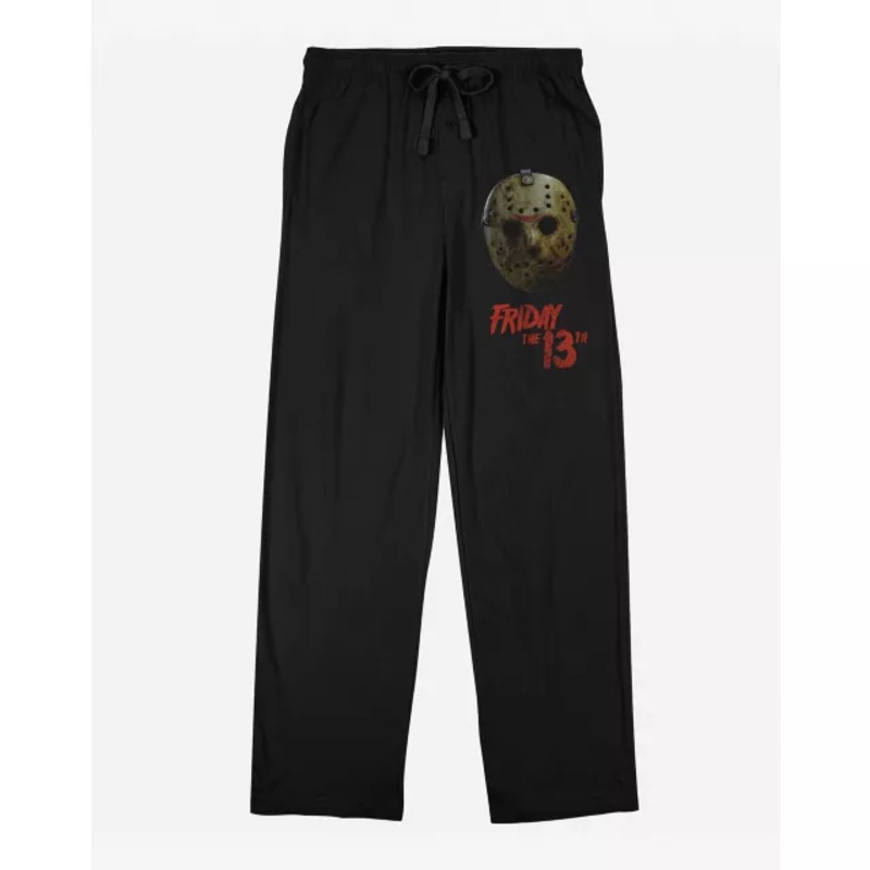 Jason Voorhees Realistic Mask Lounge Pants - Friday the 13th BLACK ADULT SMALL