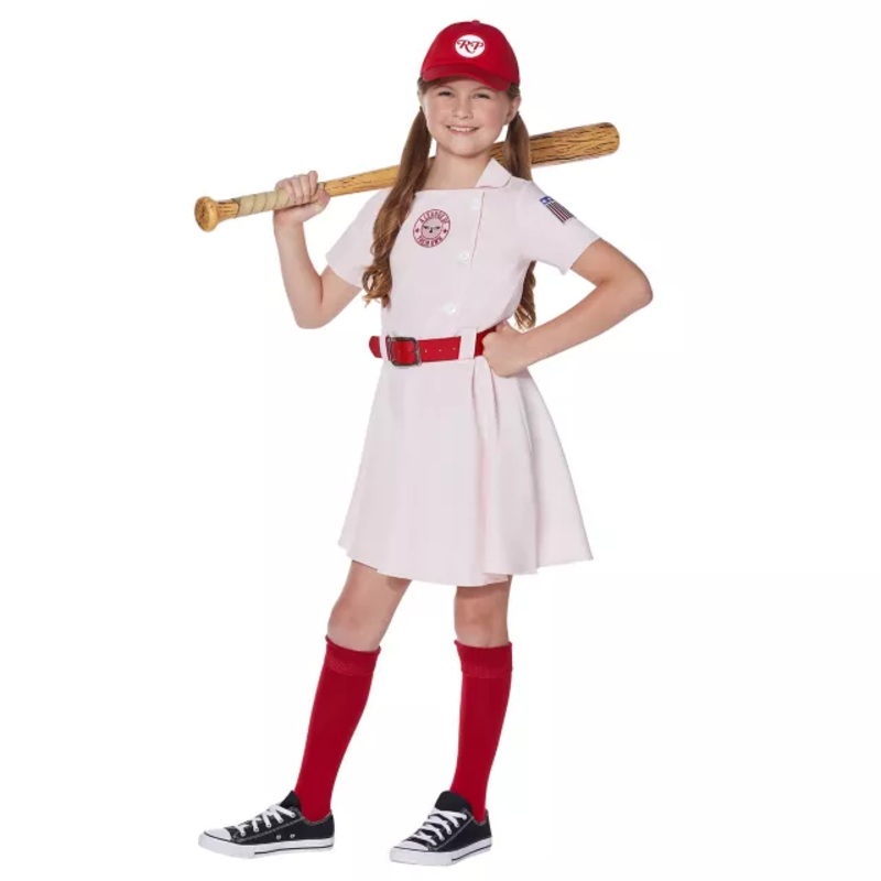 Kids Dottie Costume - A League of Their Own PINK CHILD SMALL
