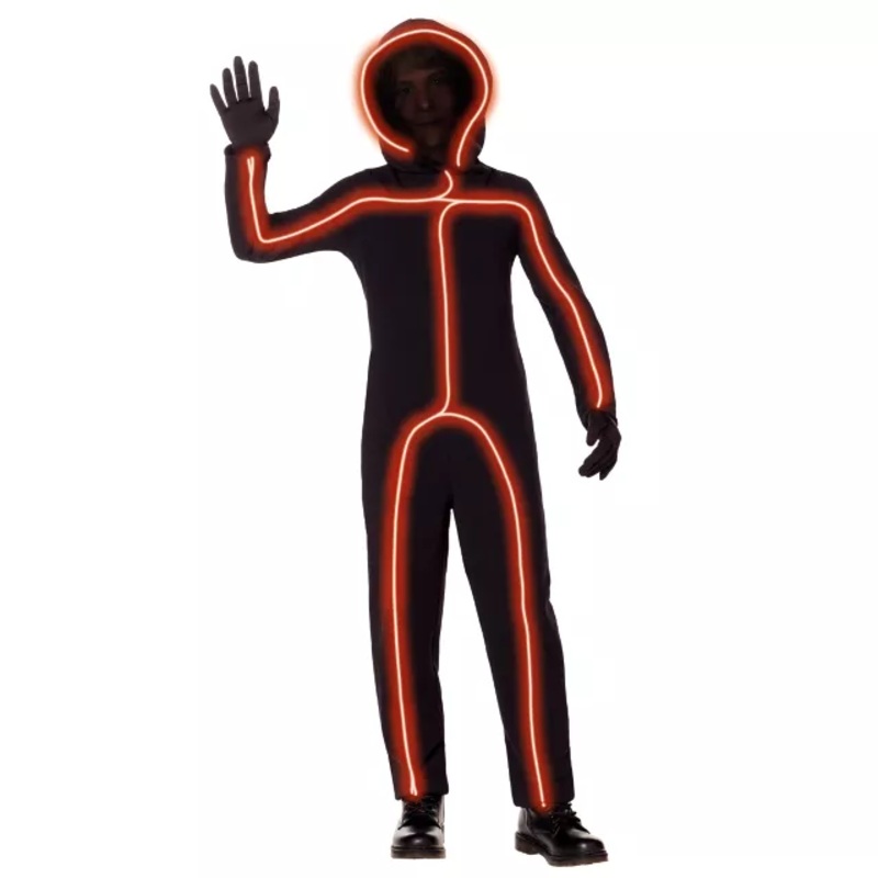 Kids Orange Light-Up Stick Figure Costume BLACK AND ORANGE CHILD SMALL