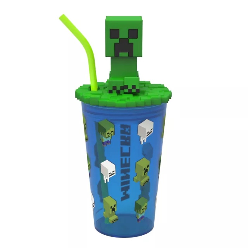 Minecraft Cup with Straw - 15 oz. MULTI-COLOR 15 OUNCE