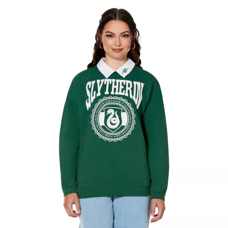 Slytherin Collared Crewneck - Harry Potter GREEN ADULT SMALL