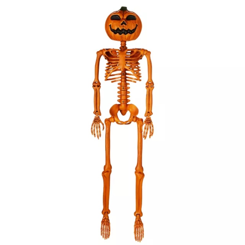 3 Ft Rotten Pumpkin Skeleton Hanging Prop ORANGE 36 INCH