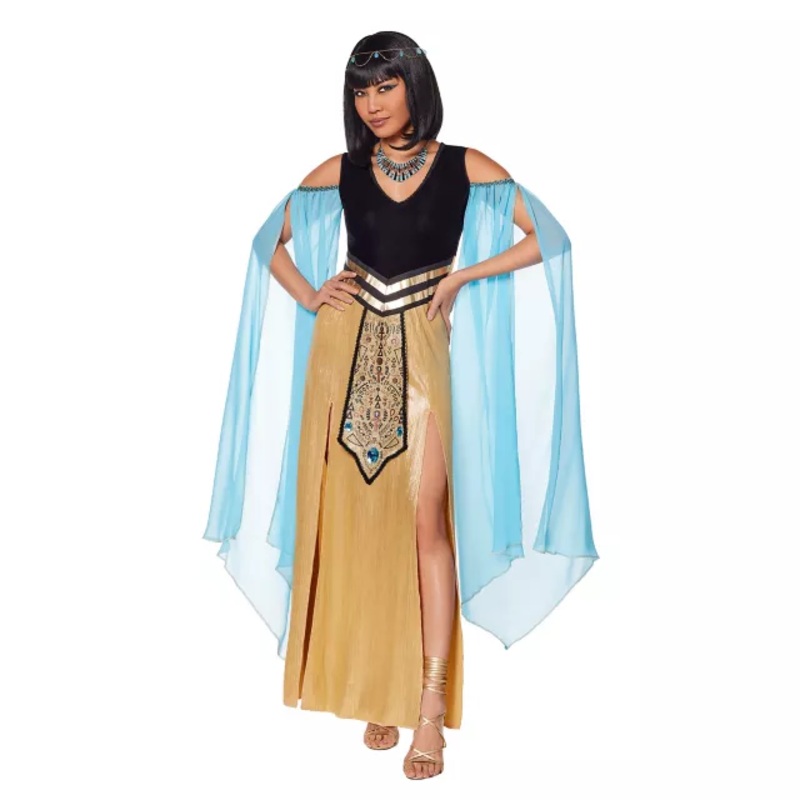 Adult Blue and Gold Egyptian Queen Costume BLACK/GOLD ADULT SMALL