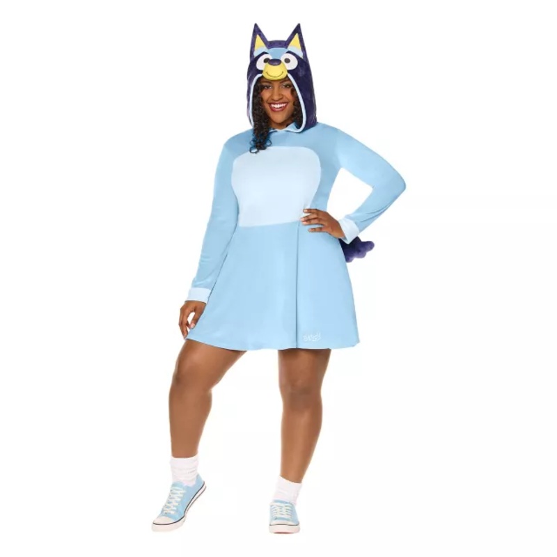 Adult Bluey Hooded Dress Costume BLUE ADULT EX SMALL