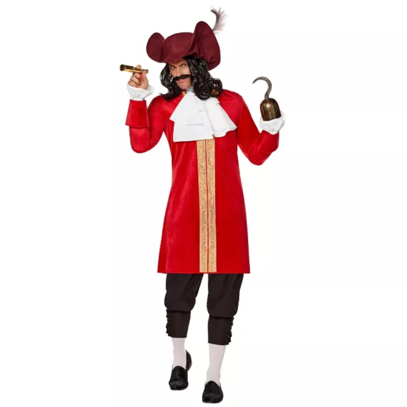 Adult Captain Hook Costume - Peter Pan BLACK AND RED ADULT MEDIUM