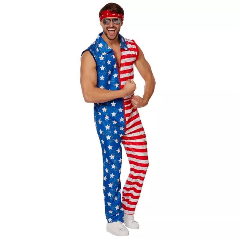 Adult Stars and Stripes Jumpsuit Costume MULTI-COLOR EXTRA SMALL/SMA