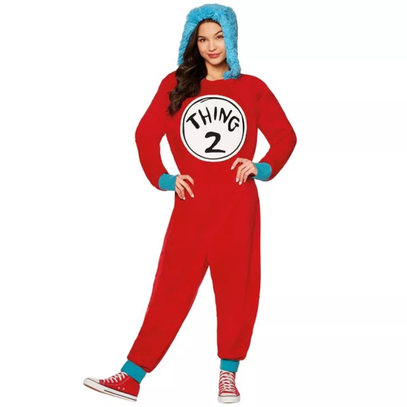 Adult Thing 2 Jumpsuit Costume - Dr. Suess RED 2X