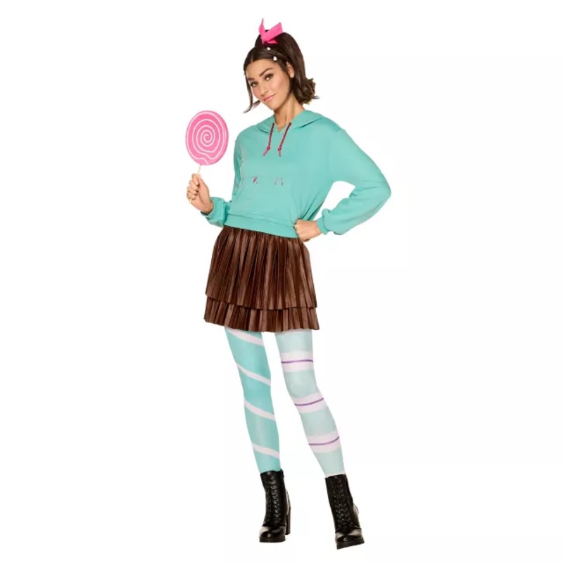 Adult Vanellope von Schweetz Costume - Wreck-It Ralph TEAL AND BROWN ADULT EX SMALL