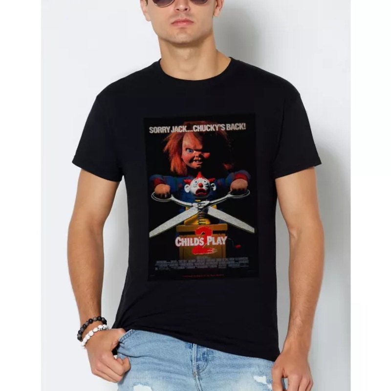 Black Child's Play 2 Chucky T Shirt BLACK ADULT SMALL