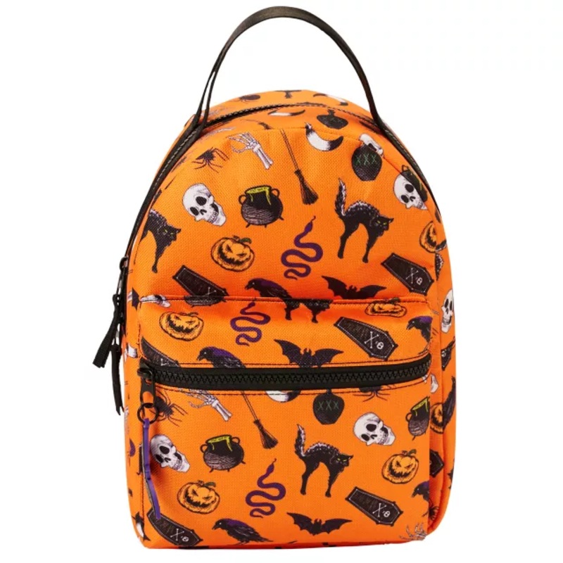 Halloween Icons Orange Backpack BLACK AND ORANGE ONE SIZE FITS MOST