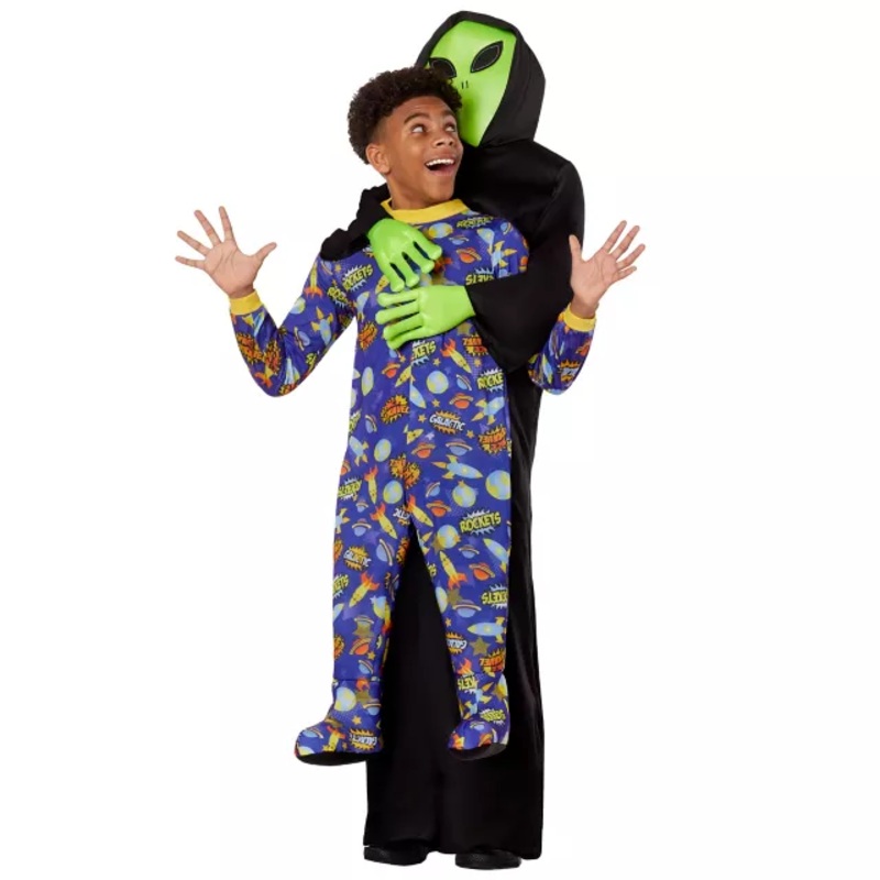 Kids Alien Abduction Costume BLACK AND GREEN CHILD ONE SIZE