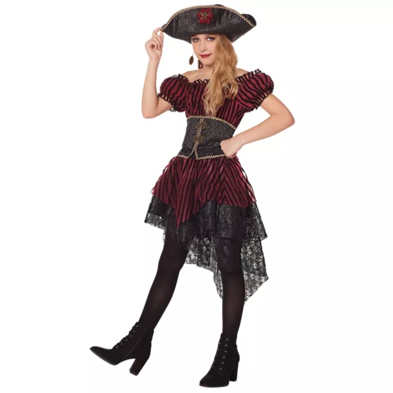 Kids Buccaneer Beauty Pirate Costume BLACK AND RED CHILD SMALL