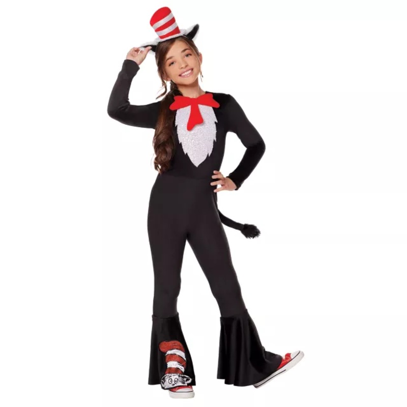 Kids Cat in the Hat Bell Bottom Costume - Dr. Seuss BLACK AND RED CHILD EXTRA SM