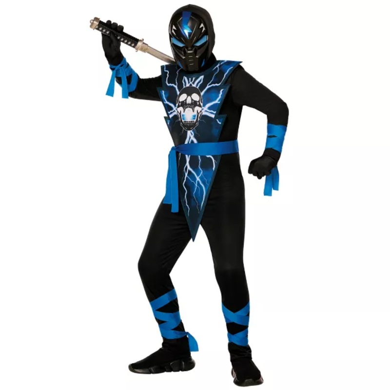 Kids Electrified Ninja Costume BLACK AND  BLUE CHILD SMALL