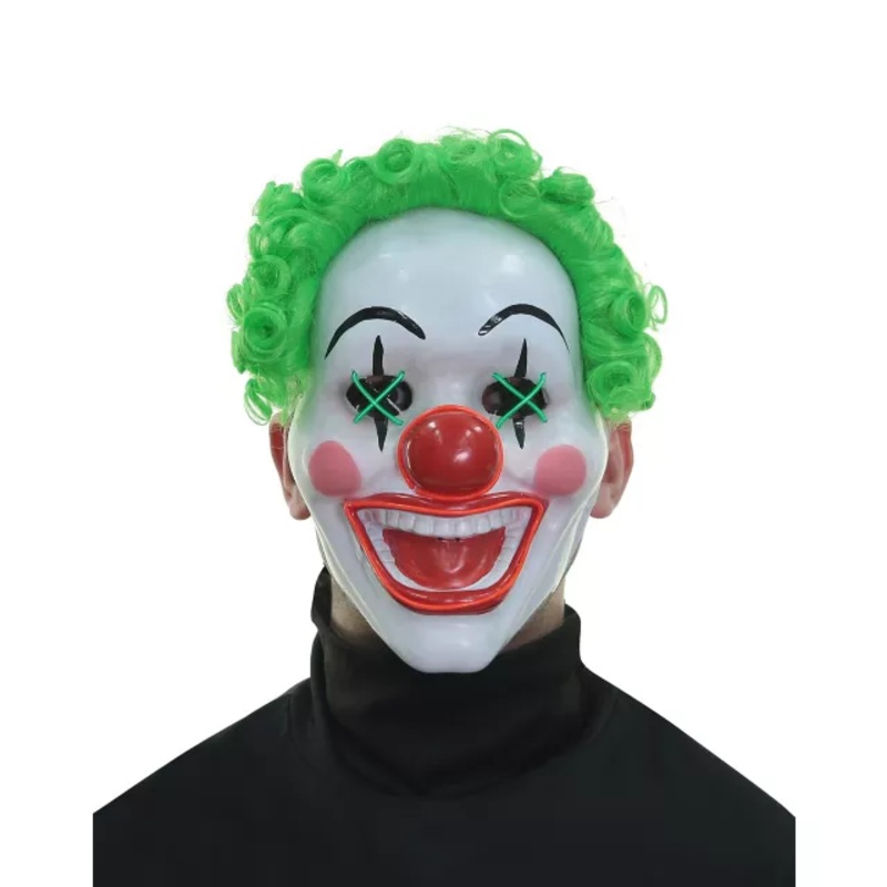Light-Up El Wire Jokes on You Clown Half Mask  ONE SIZE FITS MOST