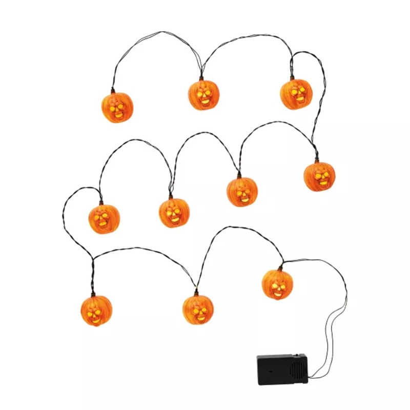 Orange Jack-o'-Lantern Skull String Lights MULTI-COLOR 16 INCH