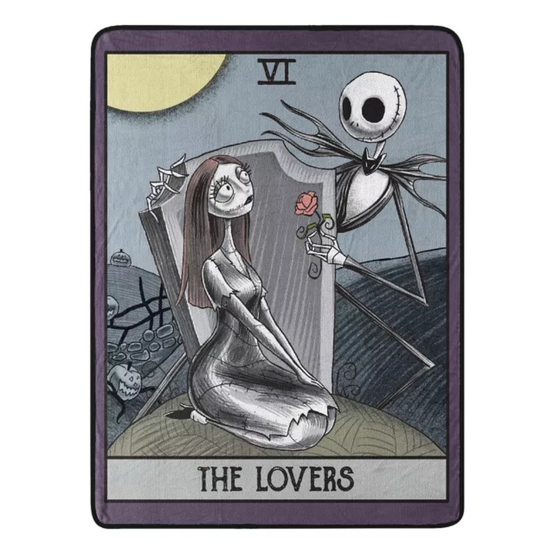 Tarot Card Jack Skellington and Sally Fleece Blanket  The Nightmare Before Christmas MULTI-COLOR 46 IN X 60 IN